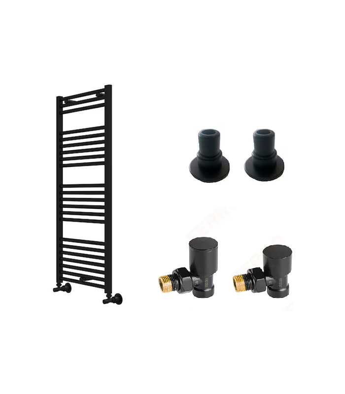 Calorifer portprosop Haiti negru mat 500/1000, elementi acoperire teava si robineti tur-retur cu prindere clasica incluse