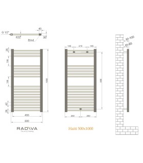 Radiator portprosop HAITI negru mat 500/ 1000