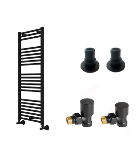 Calorifer portprosop Haiti negru mat 600/1200, elementi acoperire teava si robineti tur-retur cu prindere CLASICA incluse