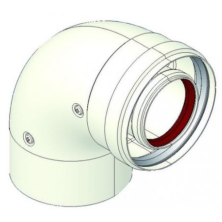 Cot coaxial pentru centrala conventionala la 90grd diametru 60/ 100 mm