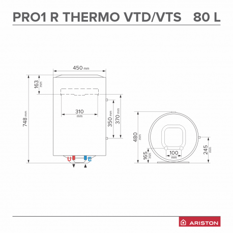Boiler Termoelectric Ariston PRO1 R 80 VTS 1.8K EU