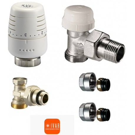 Set robineti IVAR - tur termostatabil + cap termostatic + retur + teava CU 15 - Ucrom