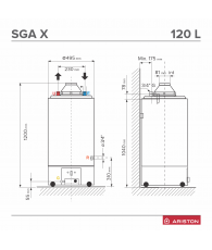 Incalzitor de apa pe gaz ARISTON SGA X 120 EE, 120 litri