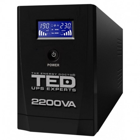 UPS TED Electric 2200VA / 1200W Line Interactive cu 3 iesiri schuko si display LCD TED-2200