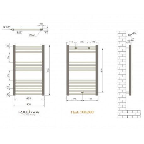 Radiator portprosop HAITI alb 500/ 800