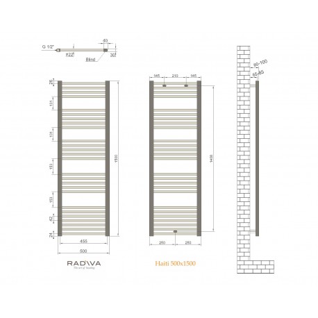 Radiator portprosop HAITI alb 500/ 1500