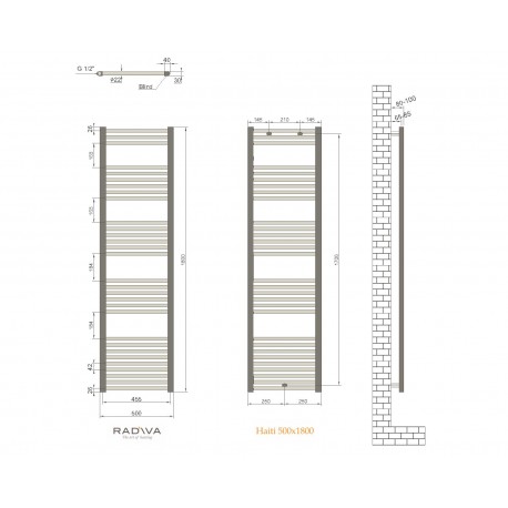 Radiator portprosop HAITI alb 500/ 1800