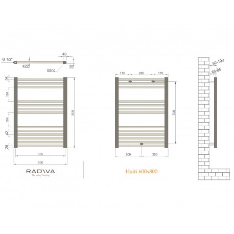 Radiator portprosop HAITI alb 600/ 800